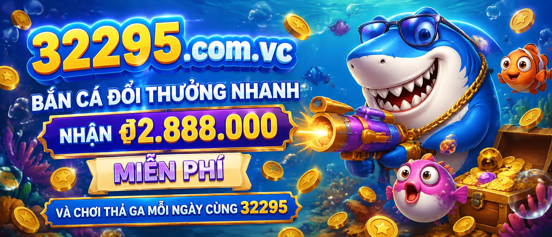 Bắn Cá 32295 giao diện đại dương với nhiều bàn chơi và boss cá lớn